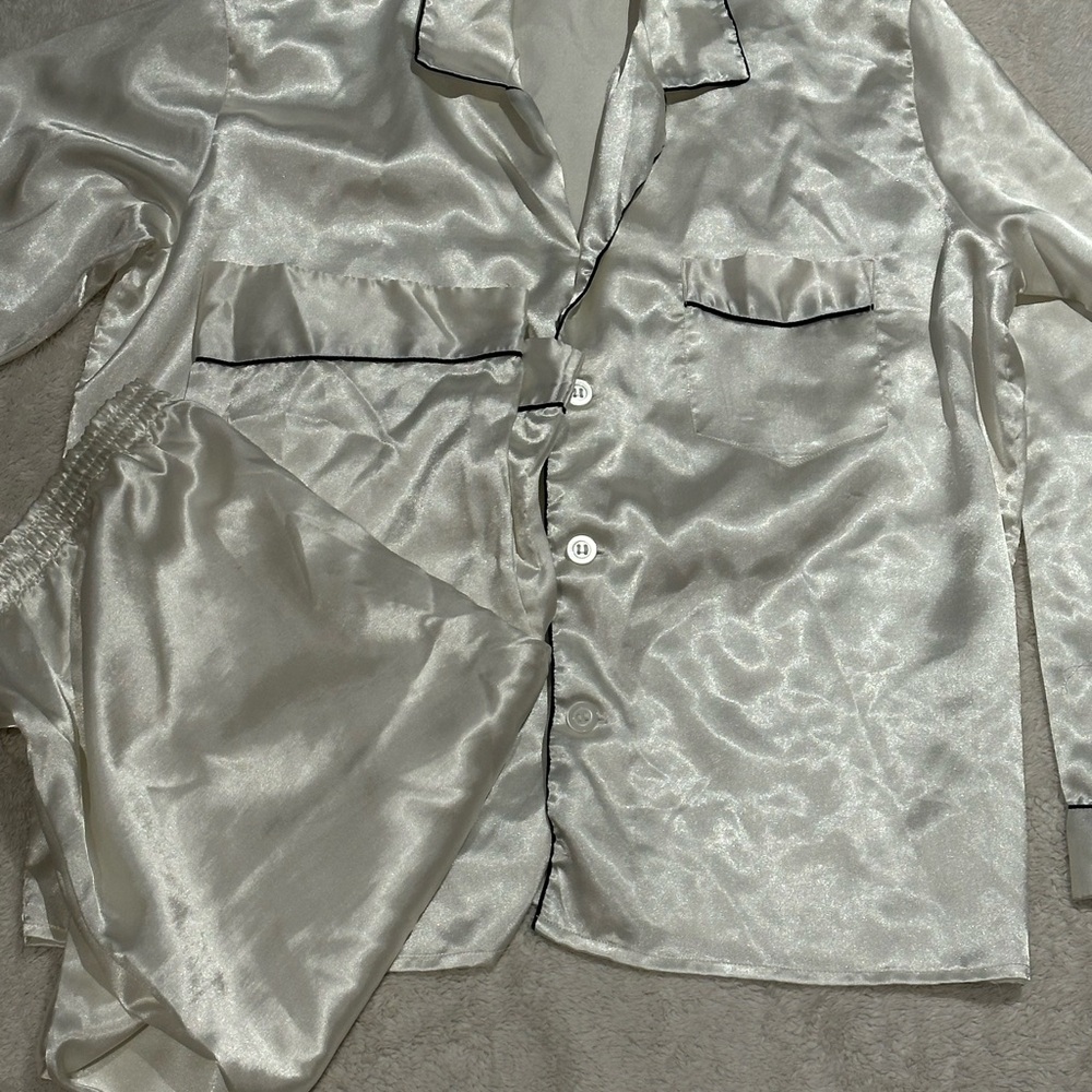 Golden Dragon Silky White Pajama Set